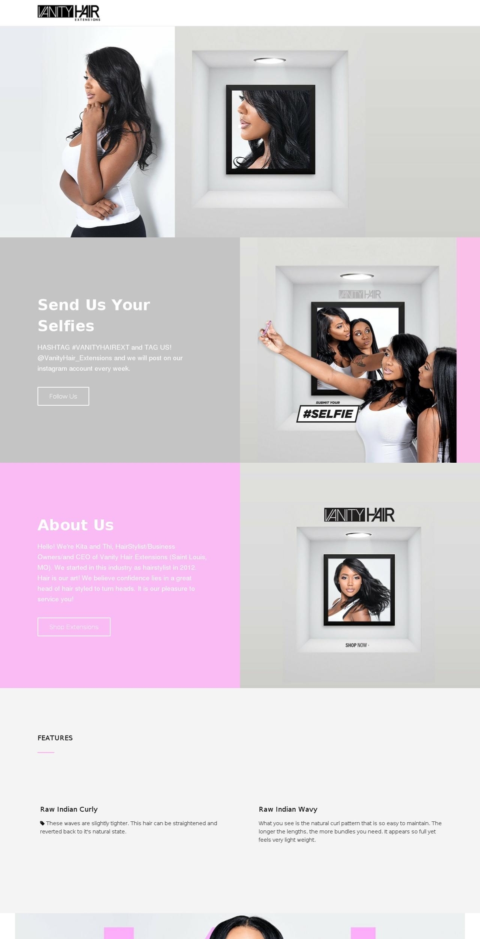 vanityhairext.com shopify website screenshot
