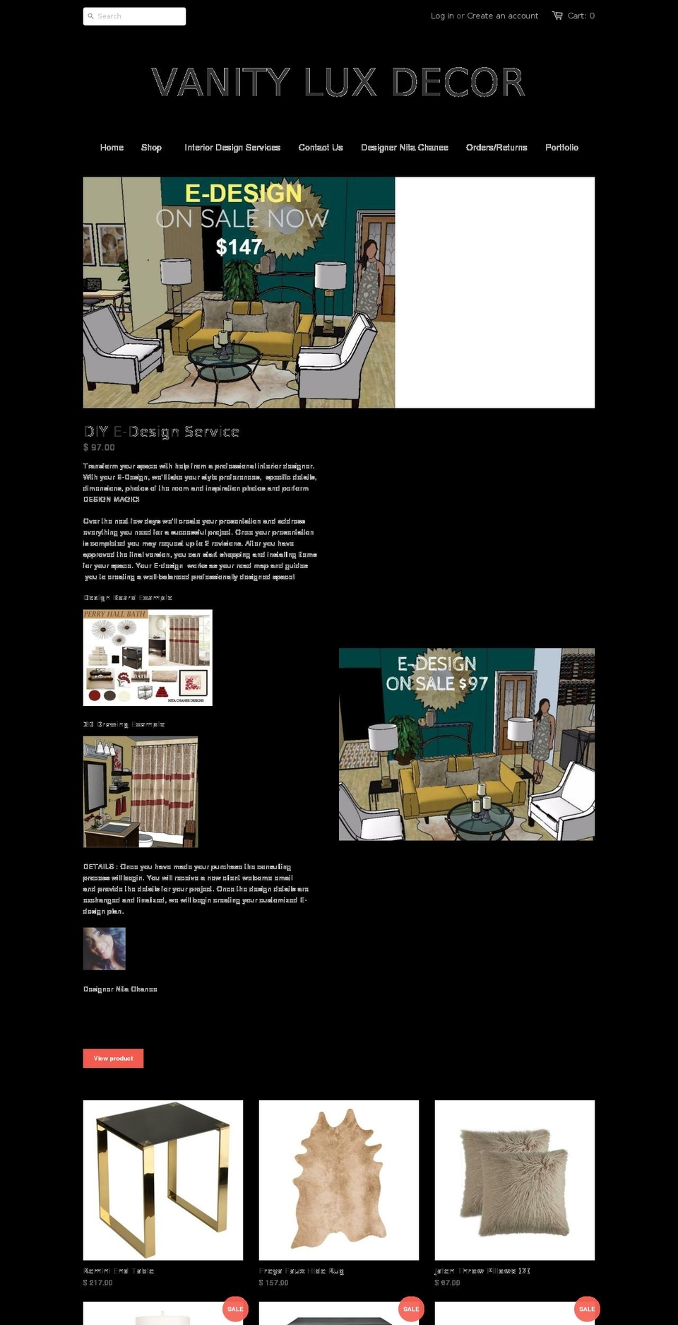 vanityluxdecor.com — Shopify storefront screenshot