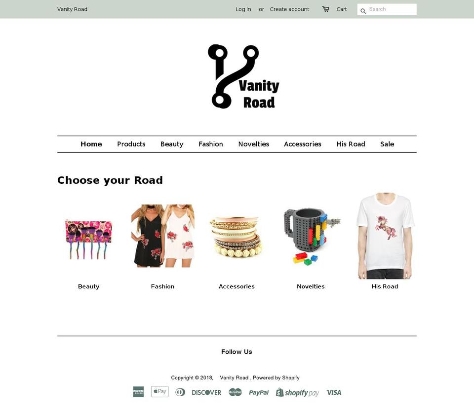 vanityroad.com — Shopify storefront screenshot