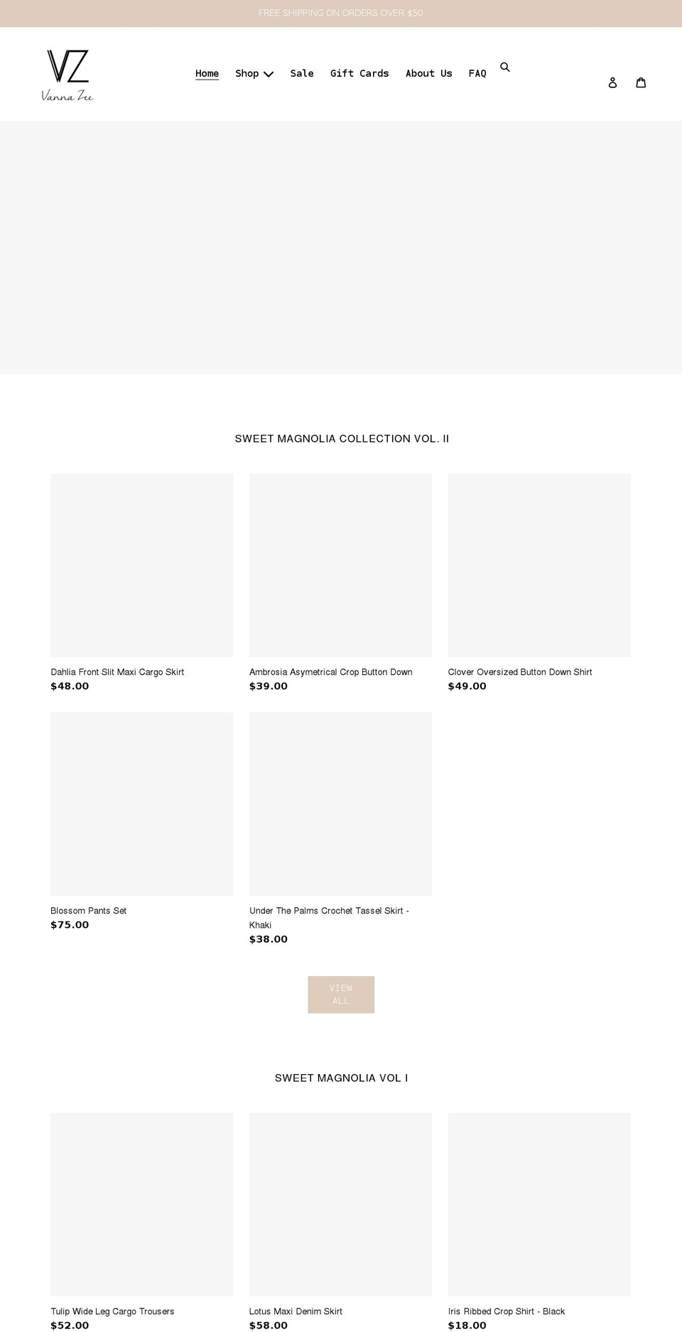 vannazee.com shopify website screenshot