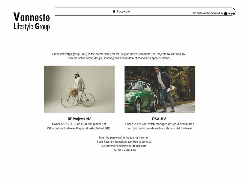 vannestelifestylegroup.com shopify website screenshot