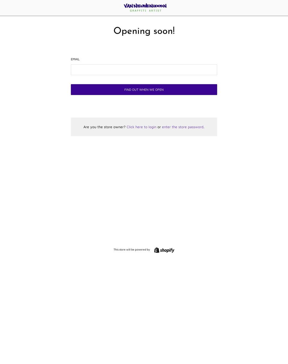 vannieuwenhoorn.com — Shopify storefront screenshot