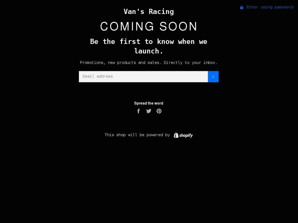vans-racing.com shopify website screenshot