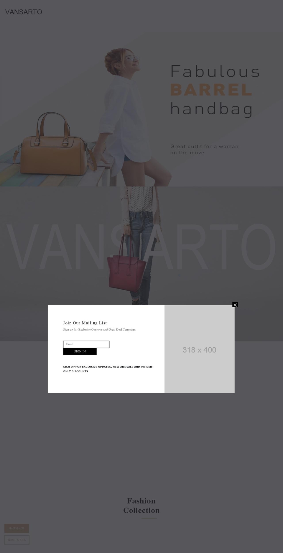vansarto.com shopify website screenshot