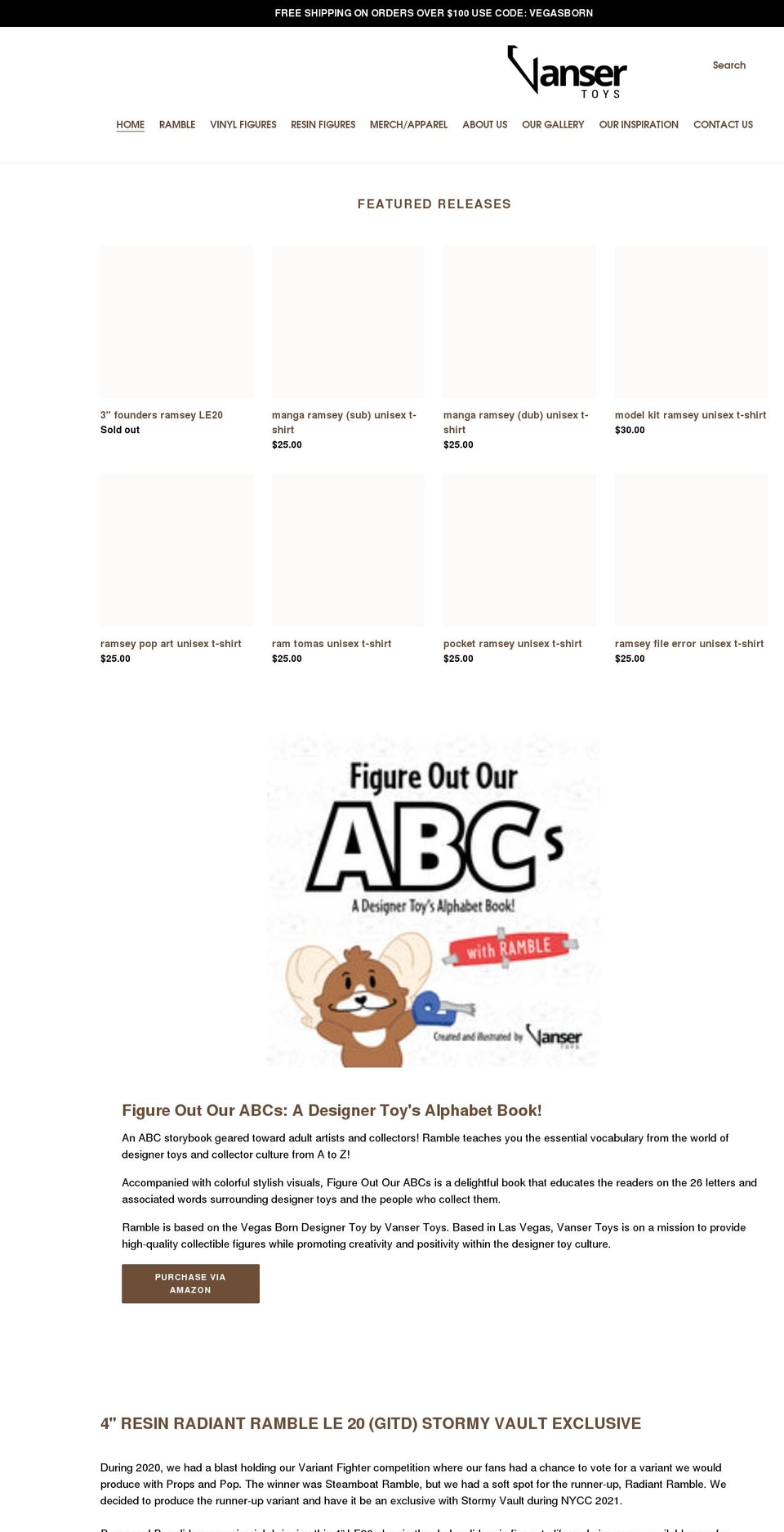 vansertoys.com shopify website screenshot