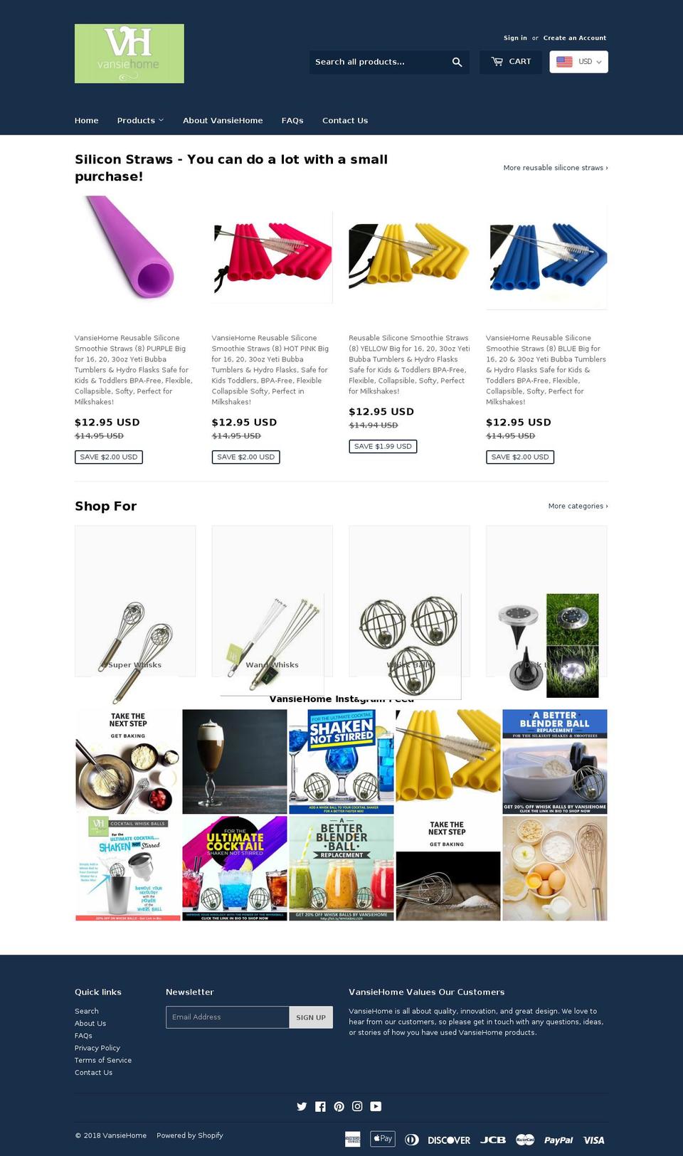 vansiehome.com shopify website screenshot