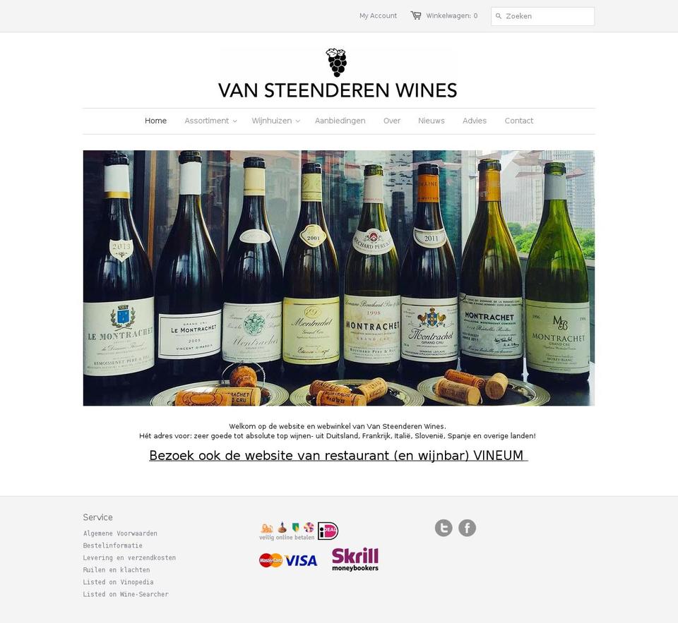 vansteenderenwines.com shopify website screenshot