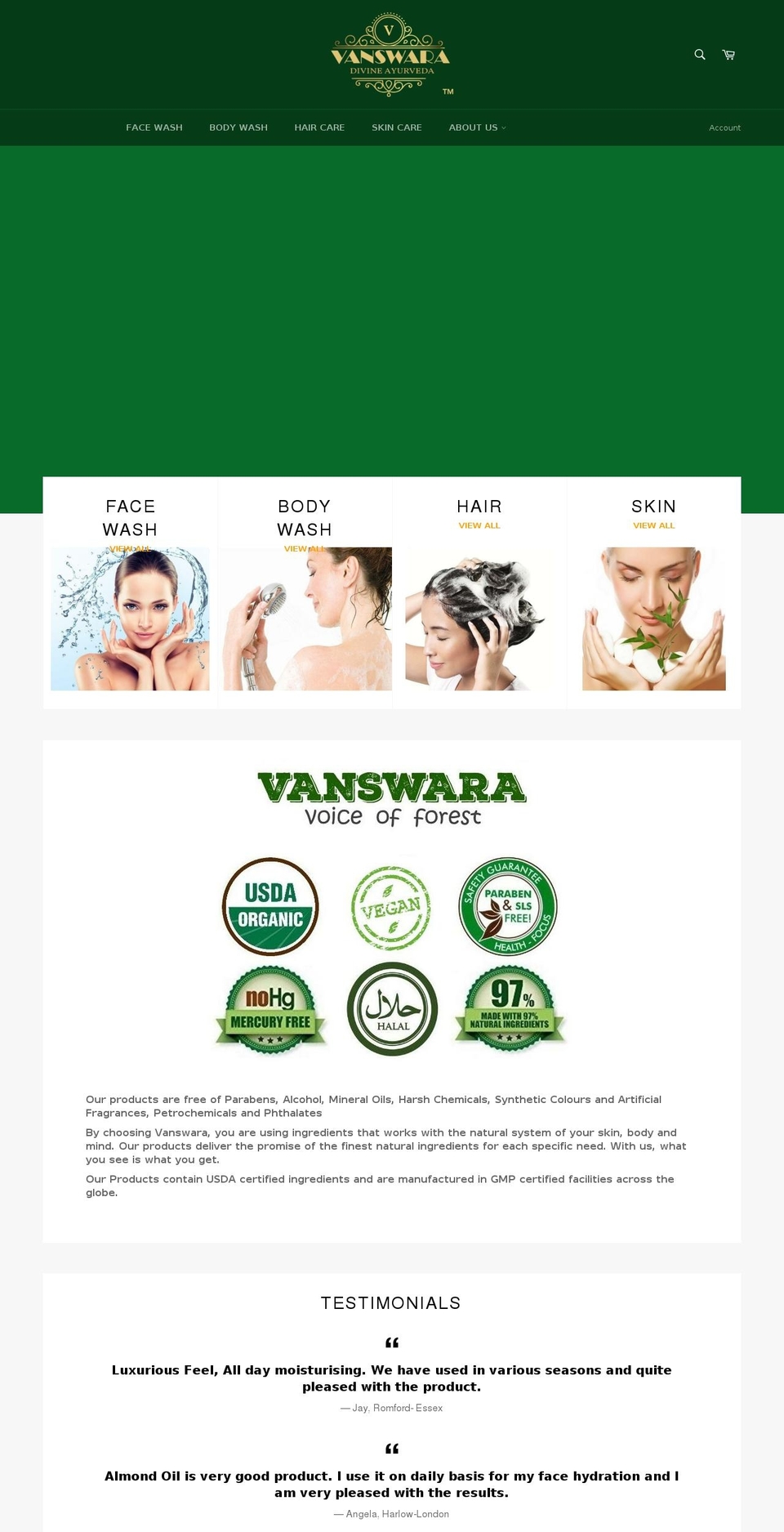 vanswara.com — Shopify storefront screenshot