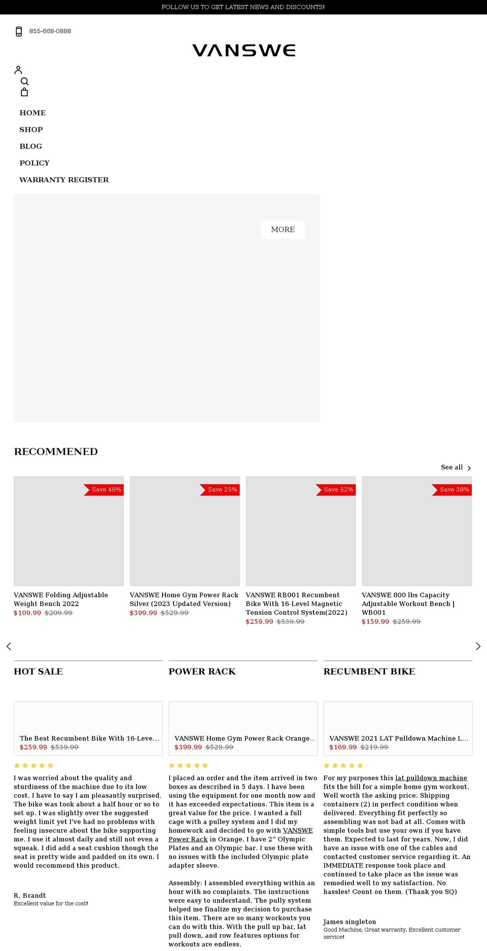 vanswefitness.com shopify website screenshot