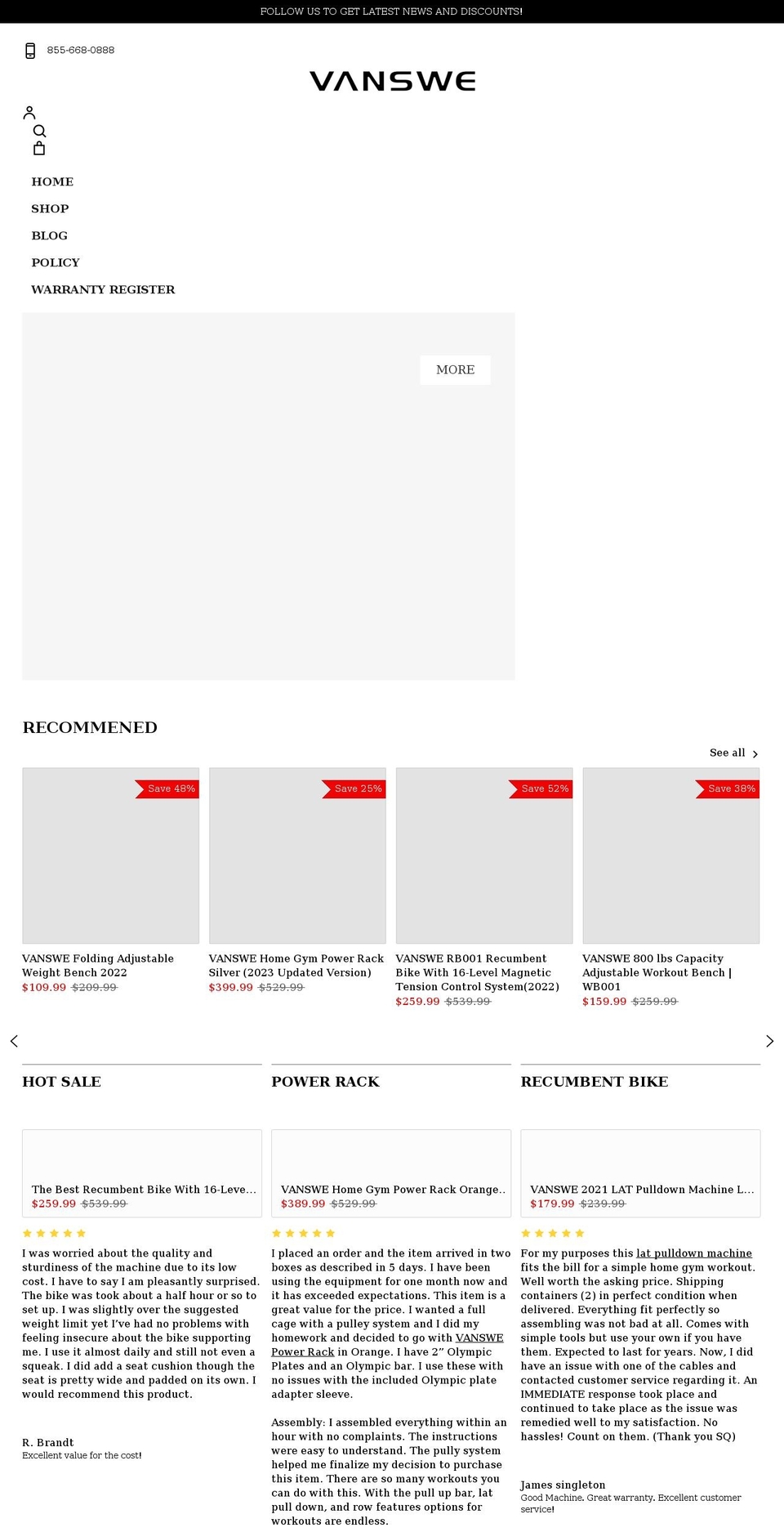 vanswehome.com — Shopify storefront screenshot