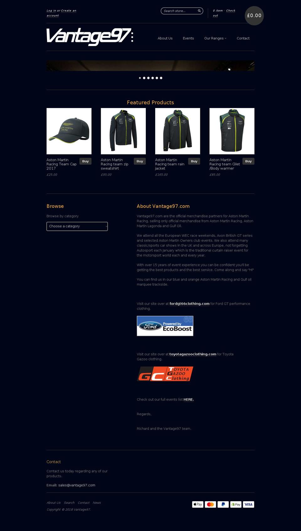 vantage97.com shopify website screenshot