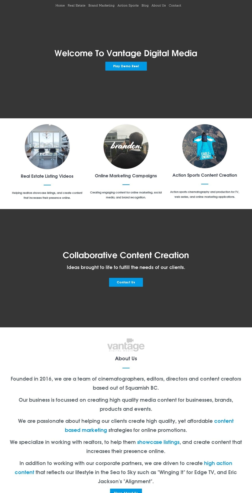 vantagedigitalmedia.com shopify website screenshot