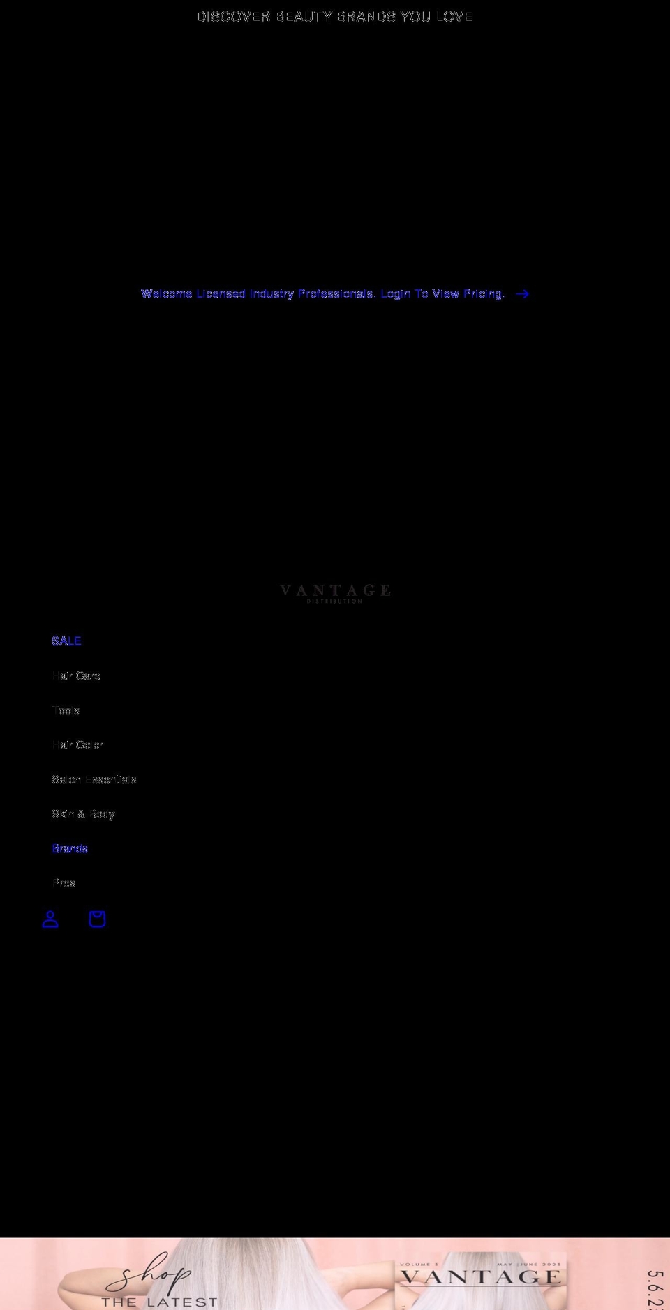 vantagedistribution.com shopify website screenshot