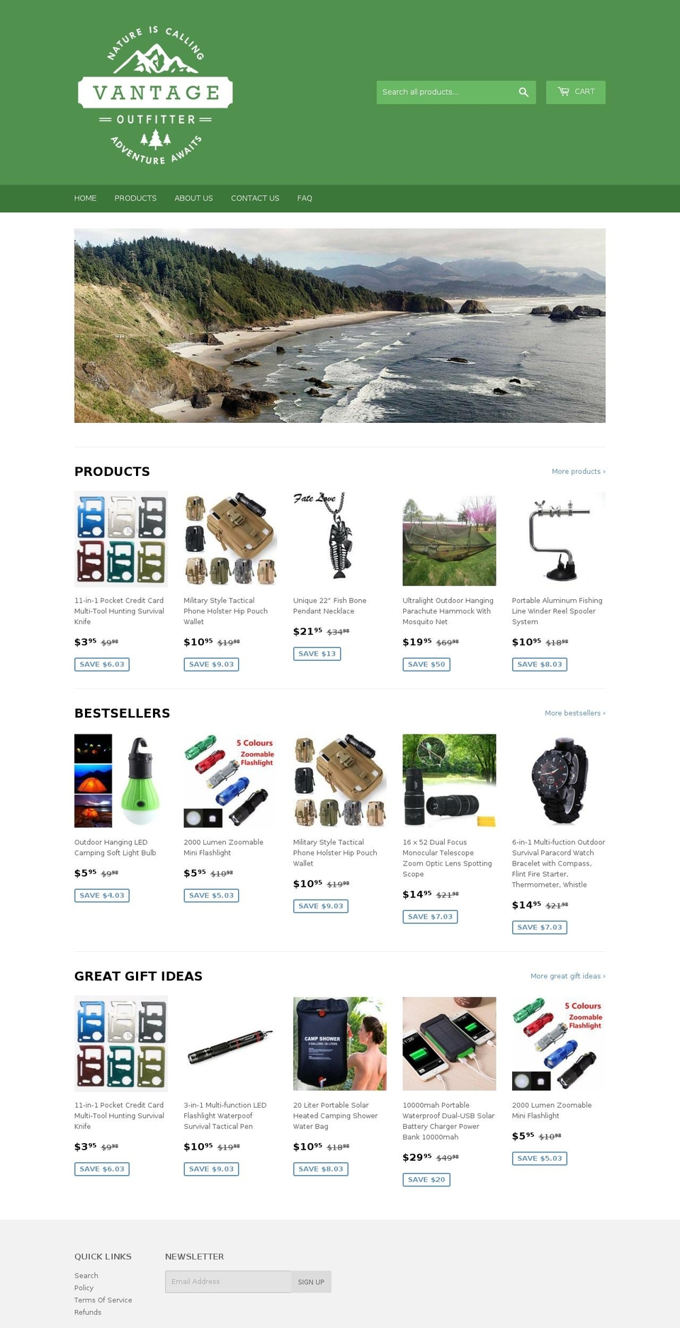 vantageoutfitter.com — Shopify storefront screenshot