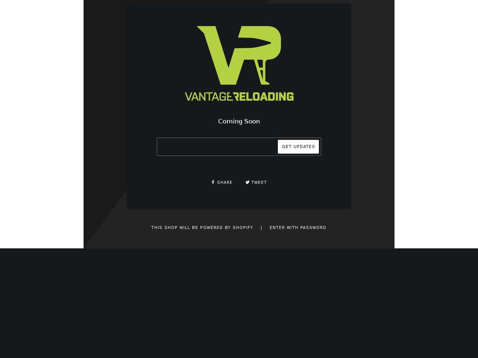 vantagereloading.com shopify website screenshot