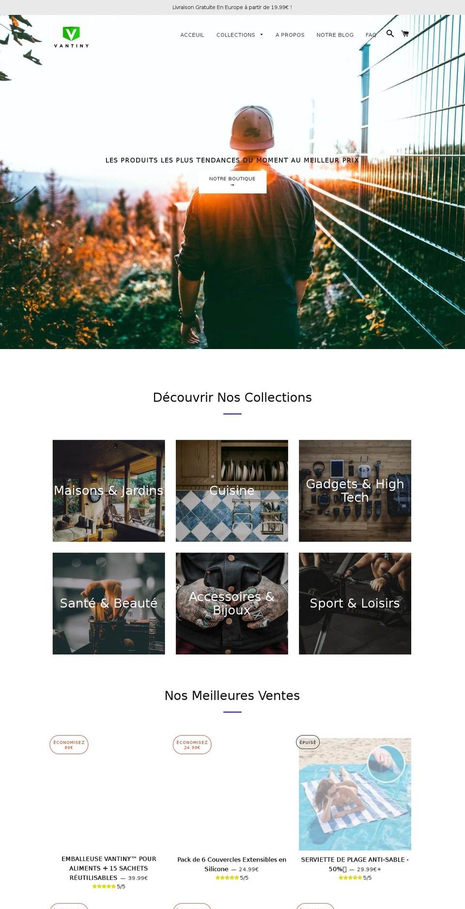 vantiny.com — Shopify storefront screenshot