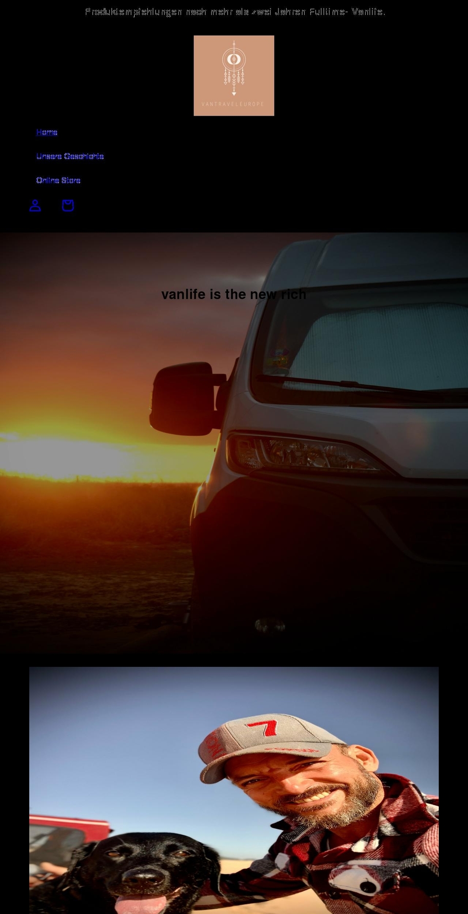 vantraveleurope.com shopify website screenshot