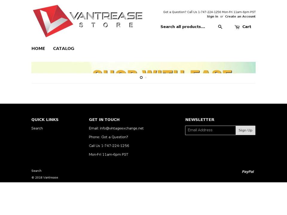 vantrease.net shopify website screenshot
