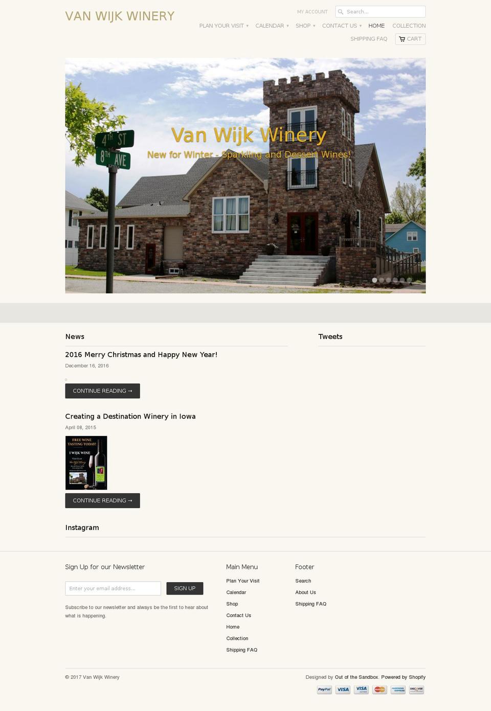 vanwijkwinery.com shopify website screenshot