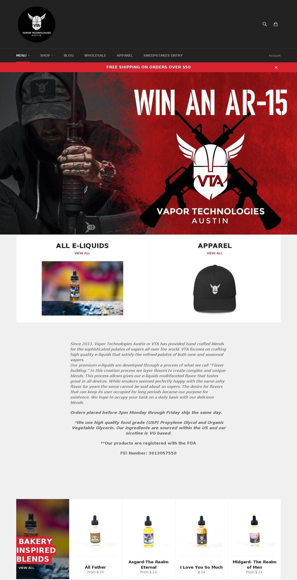 vape-texas.com shopify website screenshot