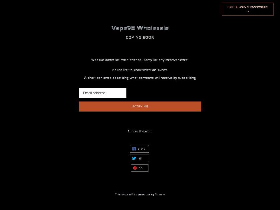 vape98.myshopify.com shopify website screenshot