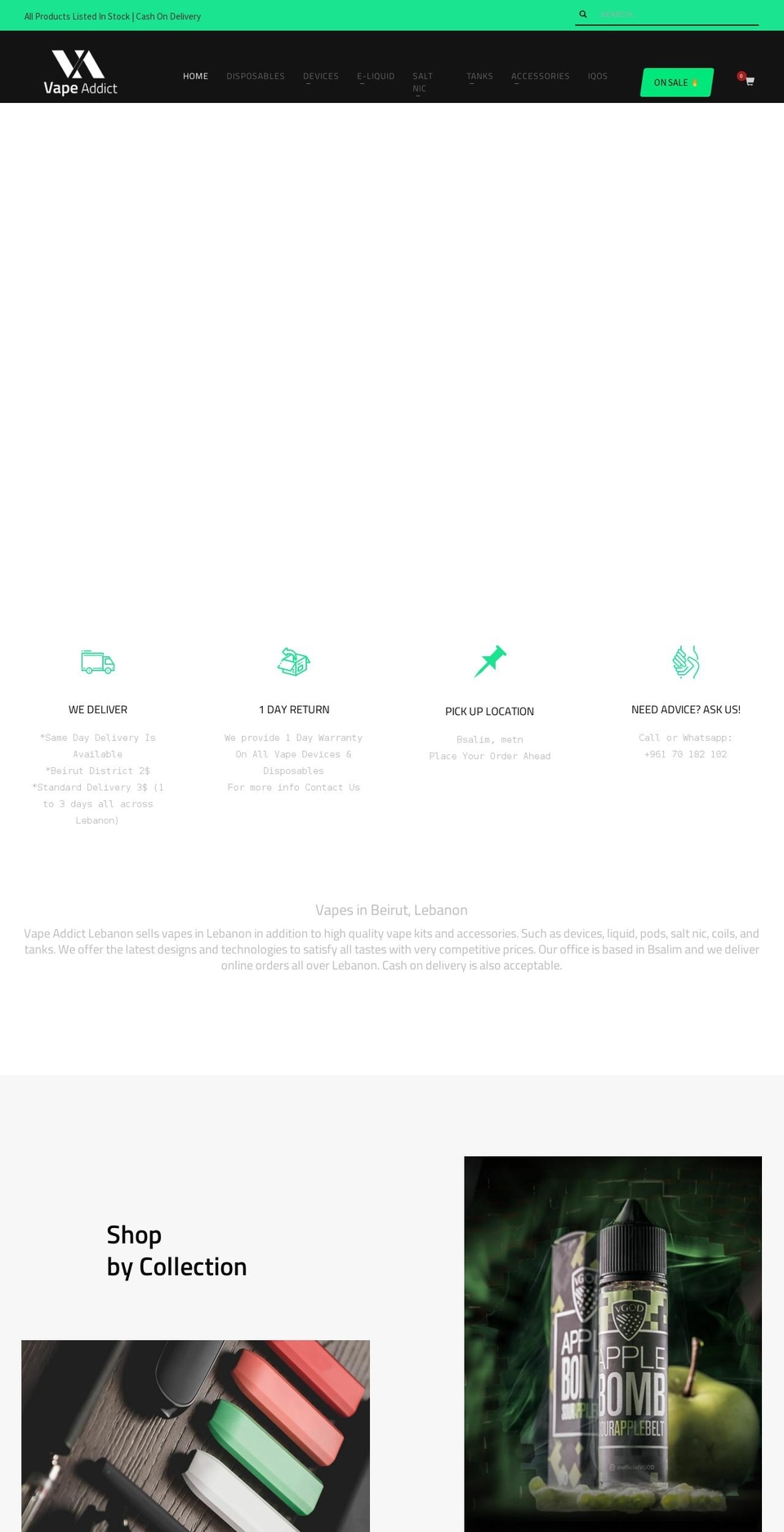 vapeaddictleb.com — Shopify storefront screenshot