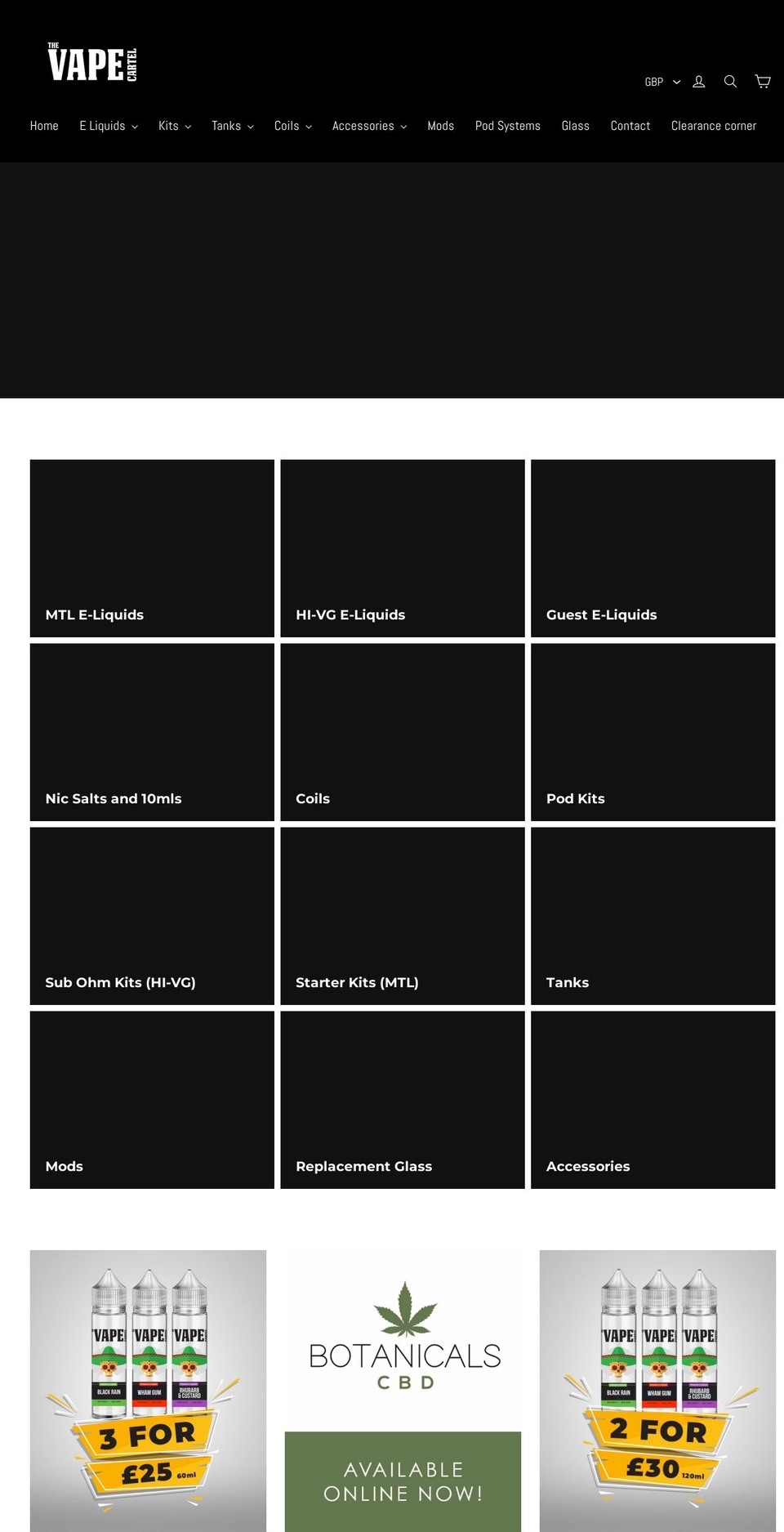 vapecartel.co.uk shopify website screenshot