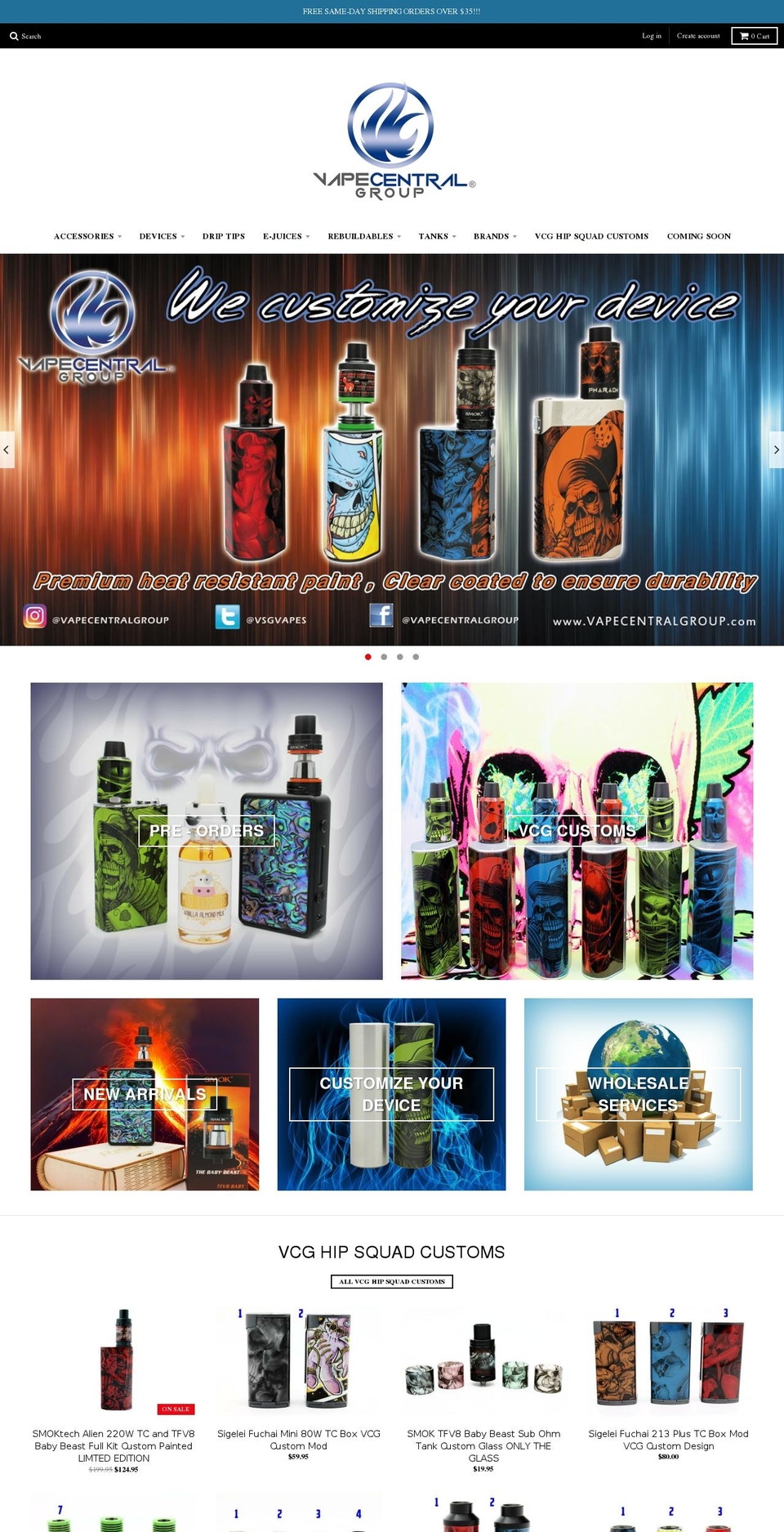 vapecentral305.com shopify website screenshot