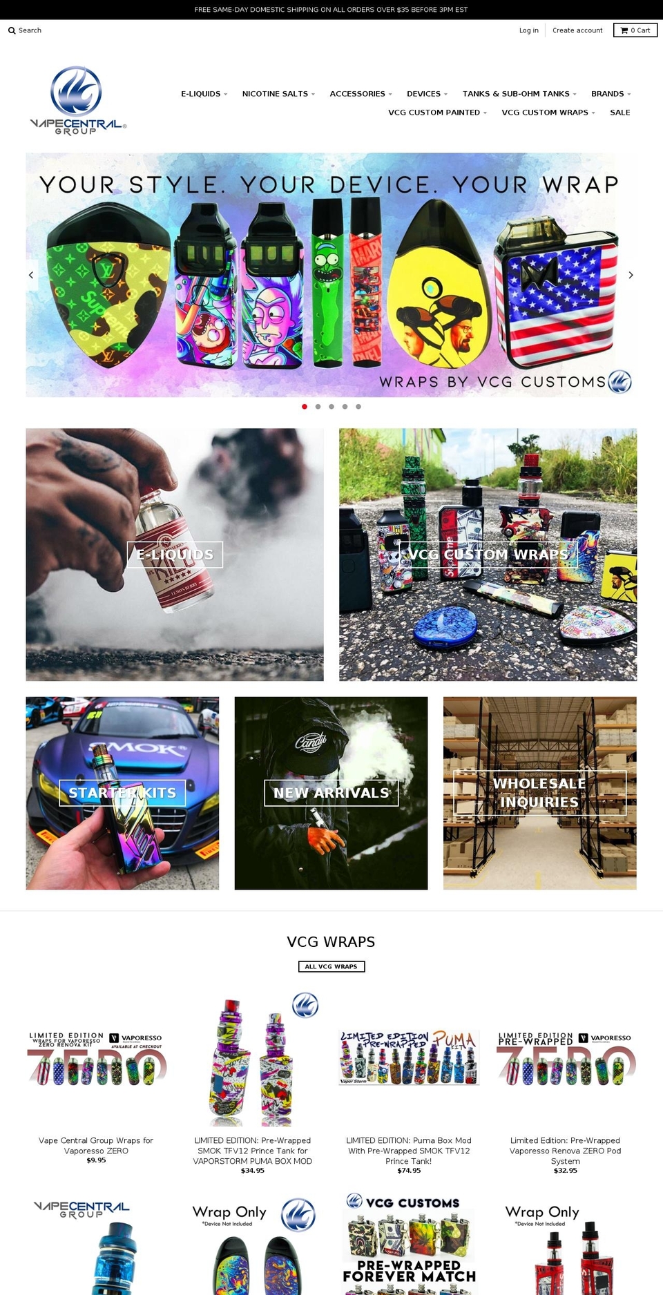 vapecentralgroup.com shopify website screenshot