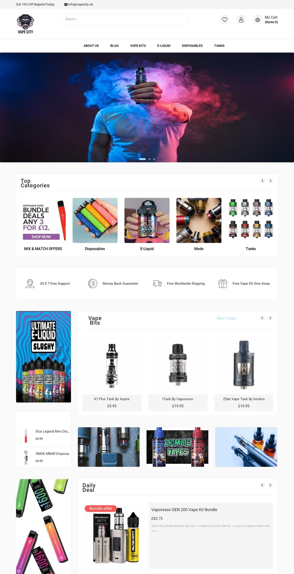 vapecity.uk shopify website screenshot