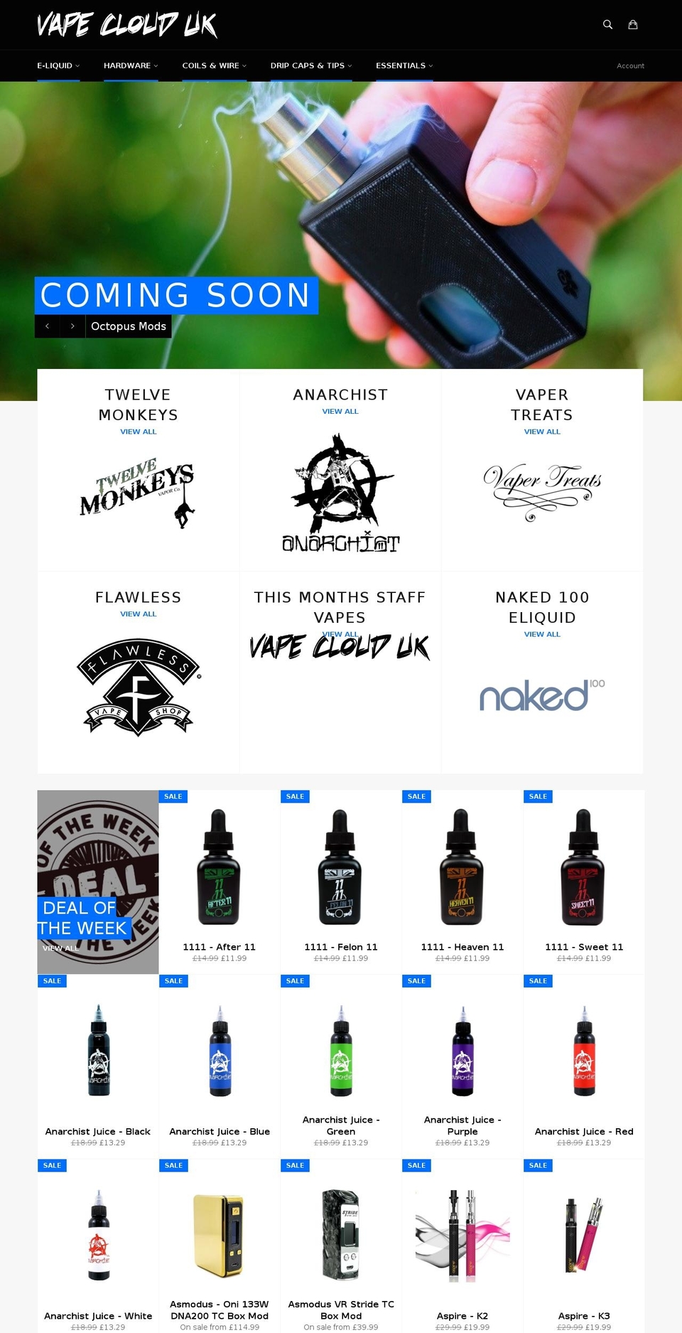 vapeclouduk.co.uk shopify website screenshot