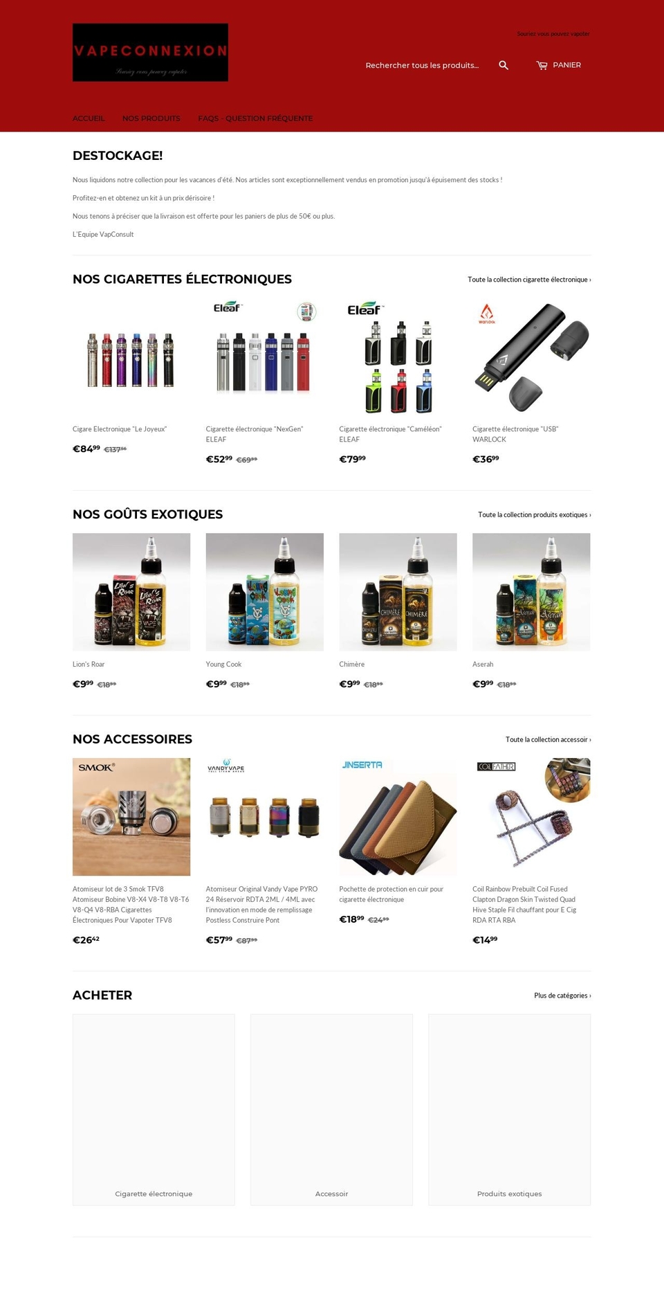 vapeconnexion.com — Shopify storefront screenshot