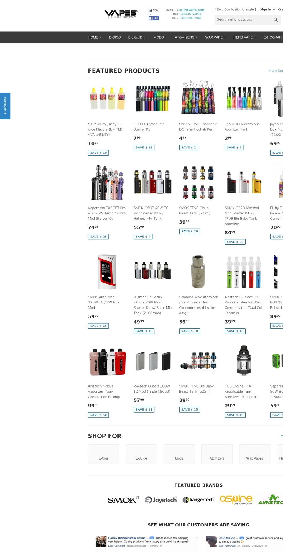 vapedatabase.com shopify website screenshot