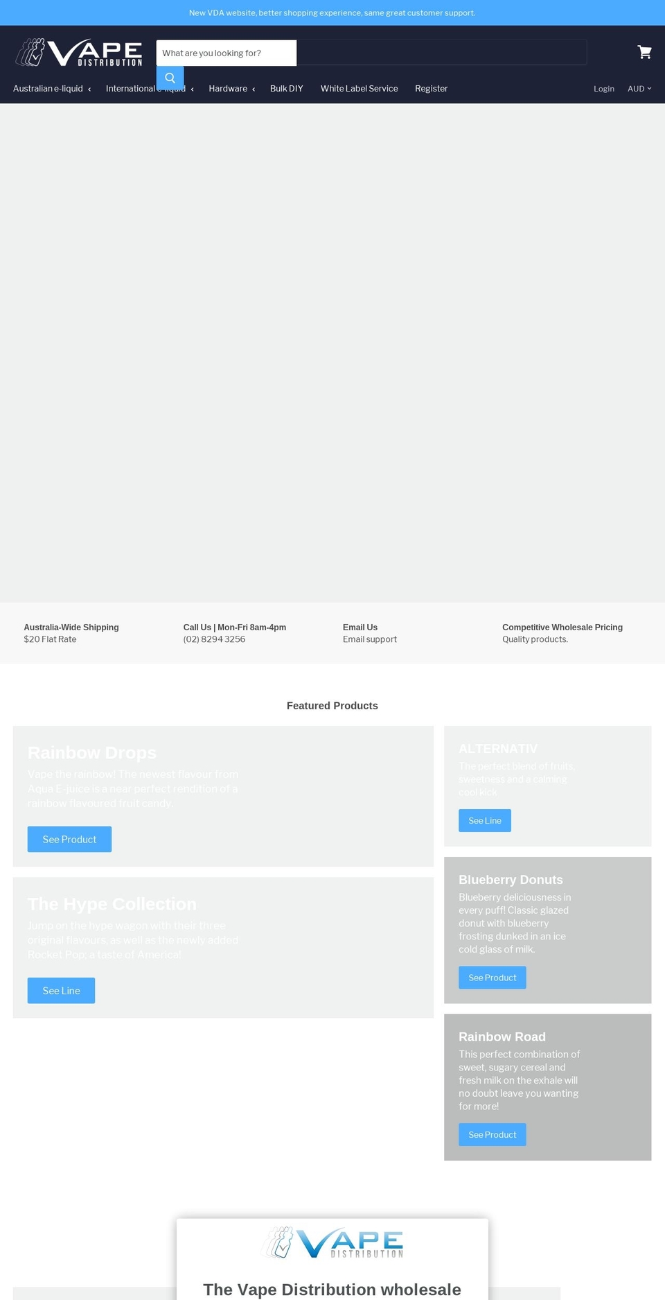 vapedistribution.com.au shopify website screenshot