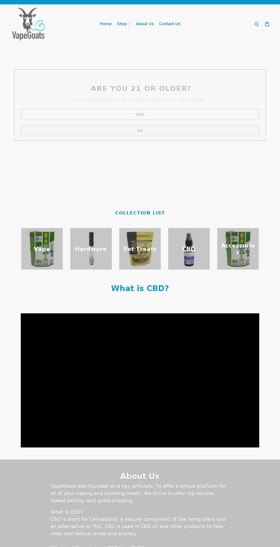 vapegoats.com — Shopify storefront screenshot