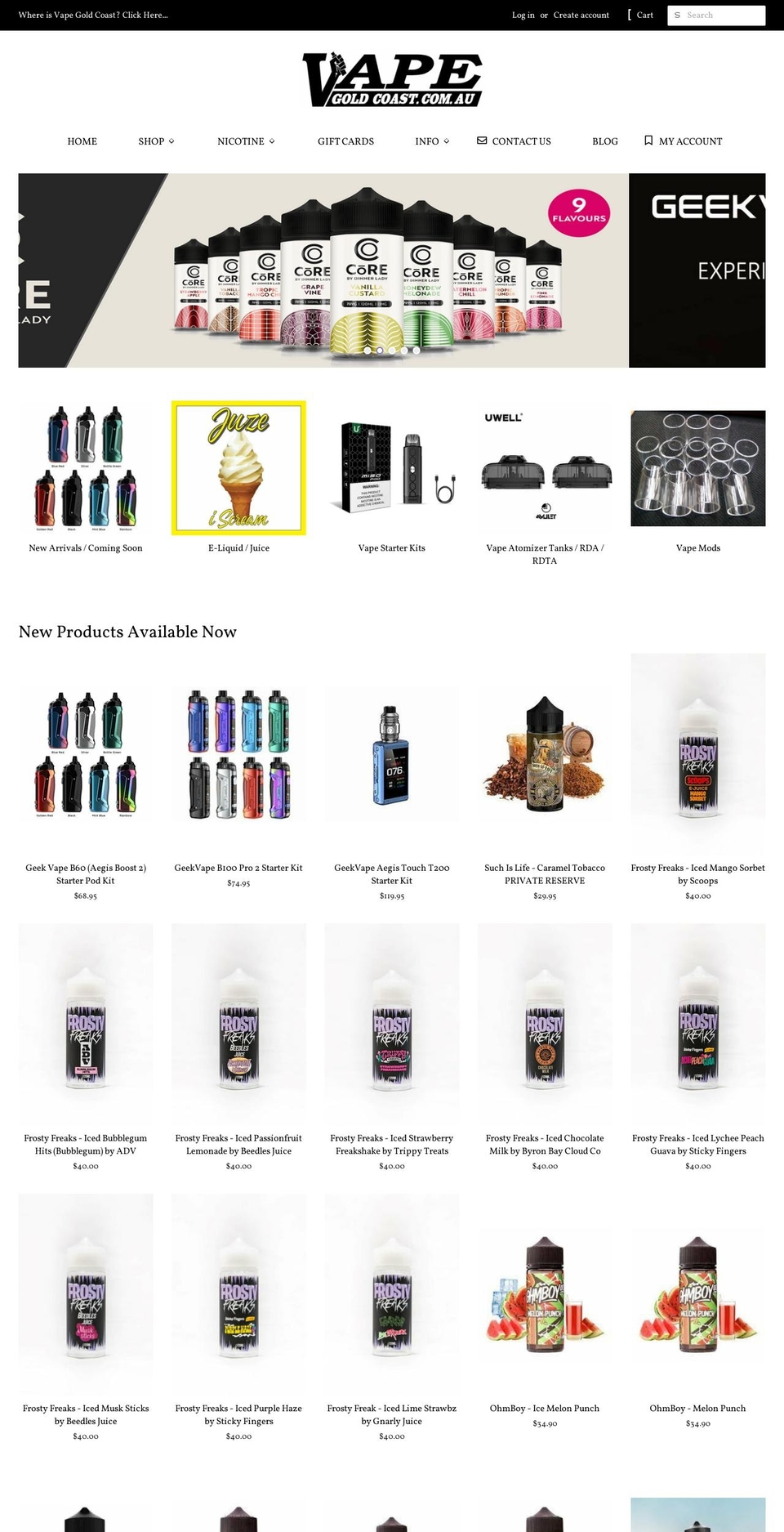 vapegoldcoast.com.au shopify website screenshot