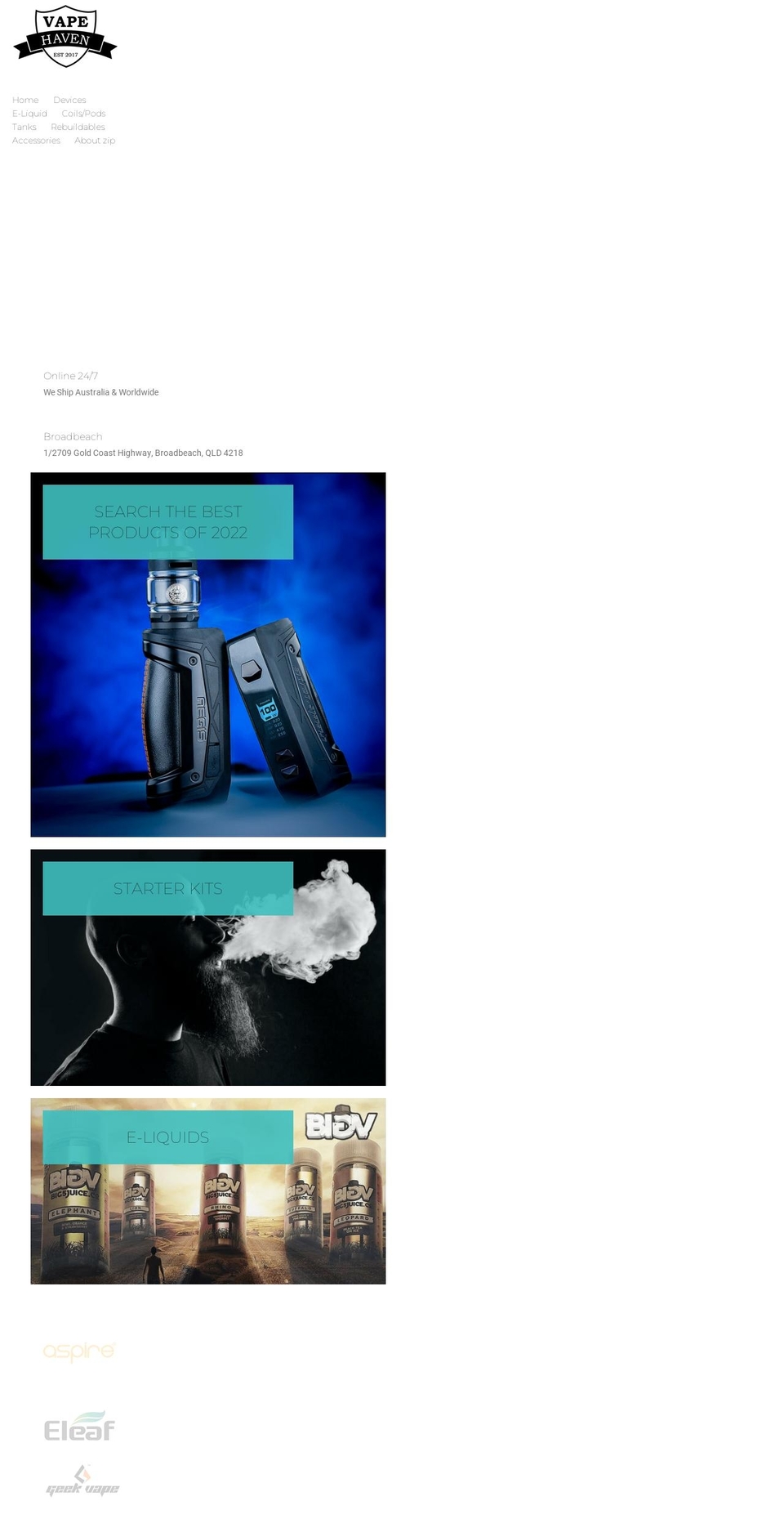 vapehaven.com.au shopify website screenshot