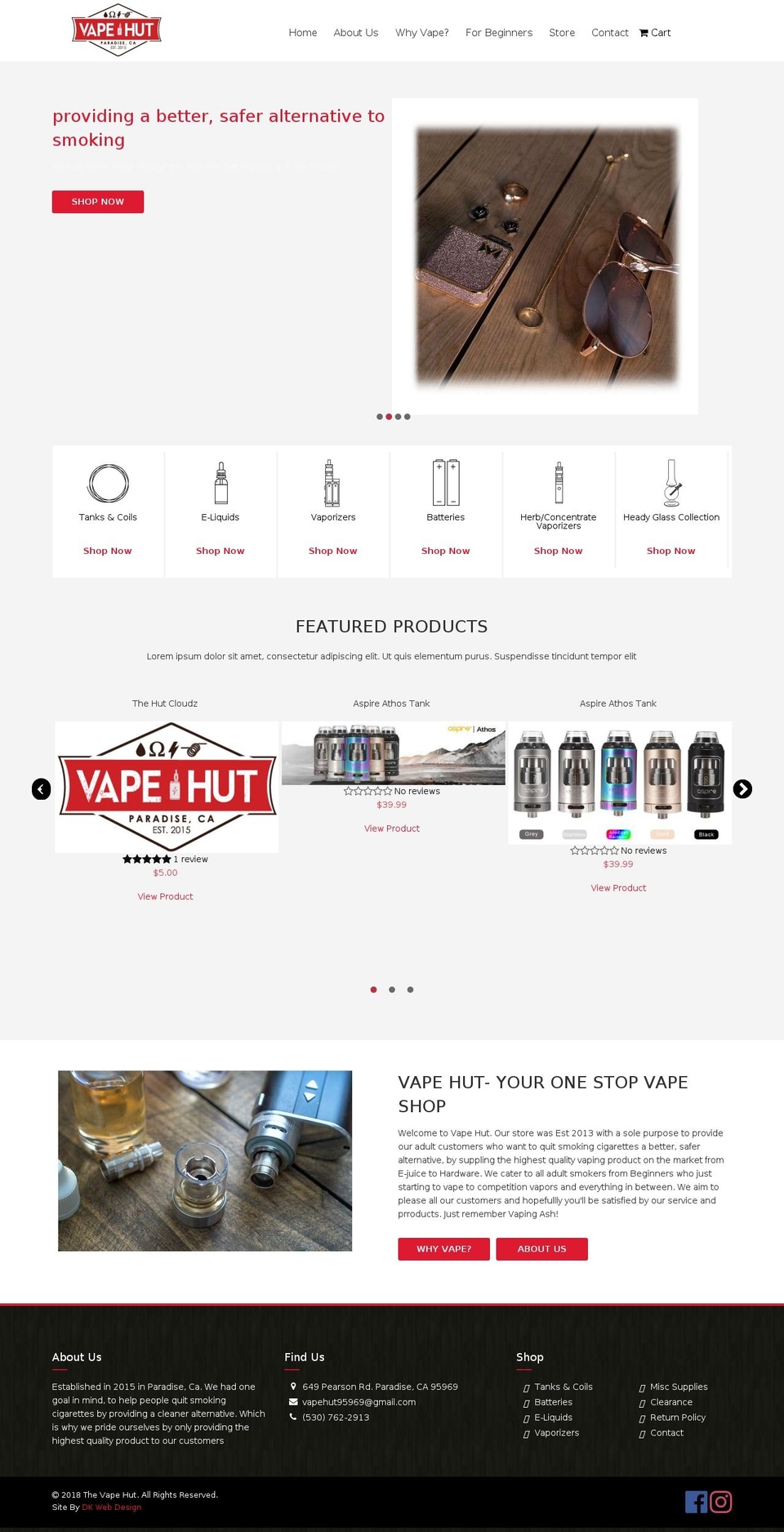 vapehutparadise.com — Shopify storefront screenshot