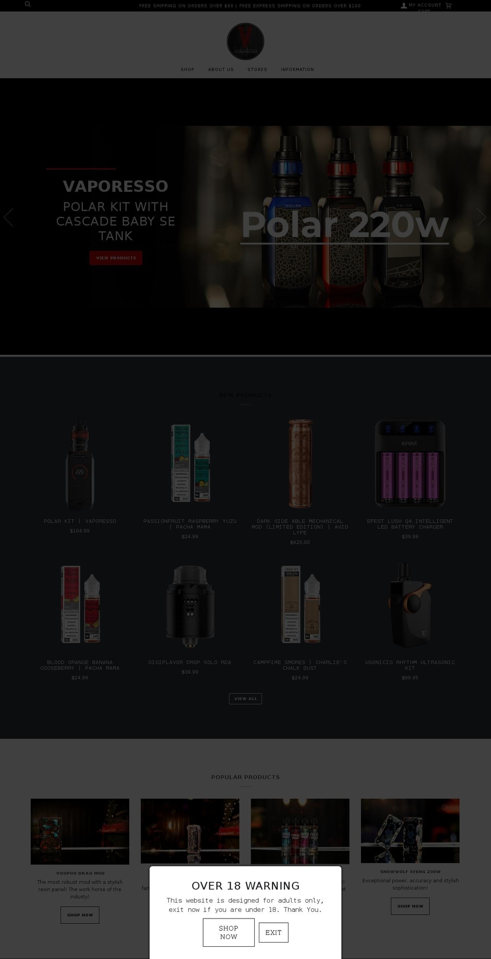vapeindustries.com.au shopify website screenshot