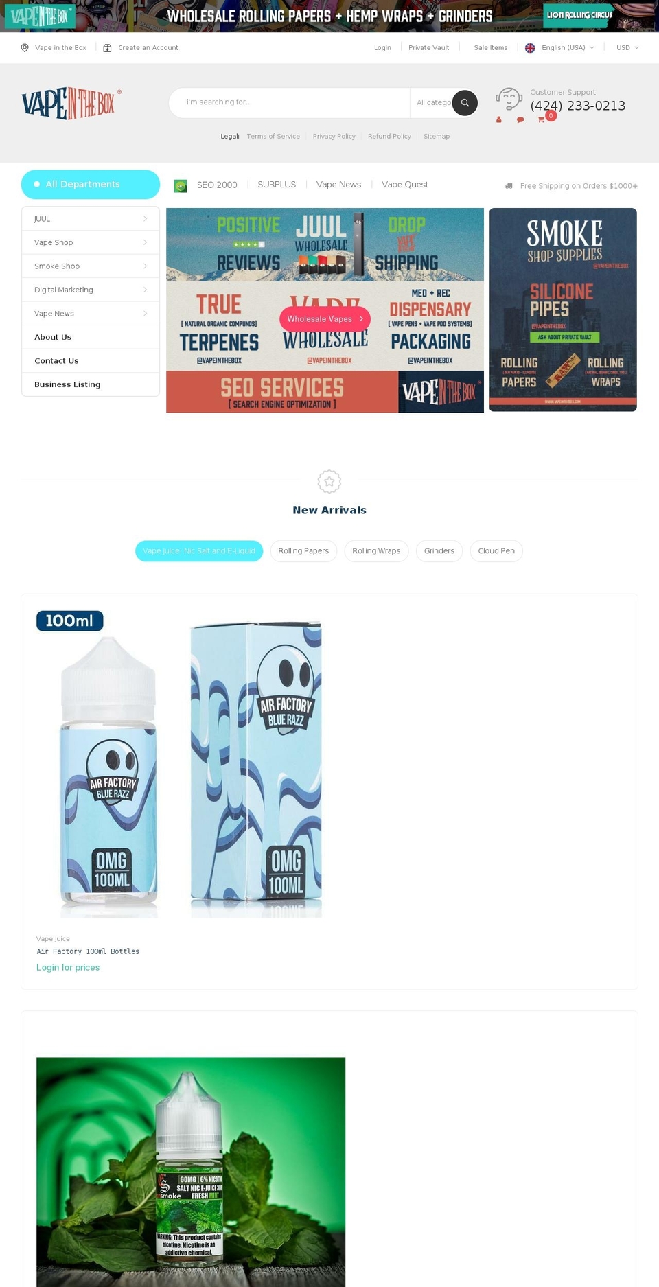vapeinthebox.com — Shopify storefront screenshot
