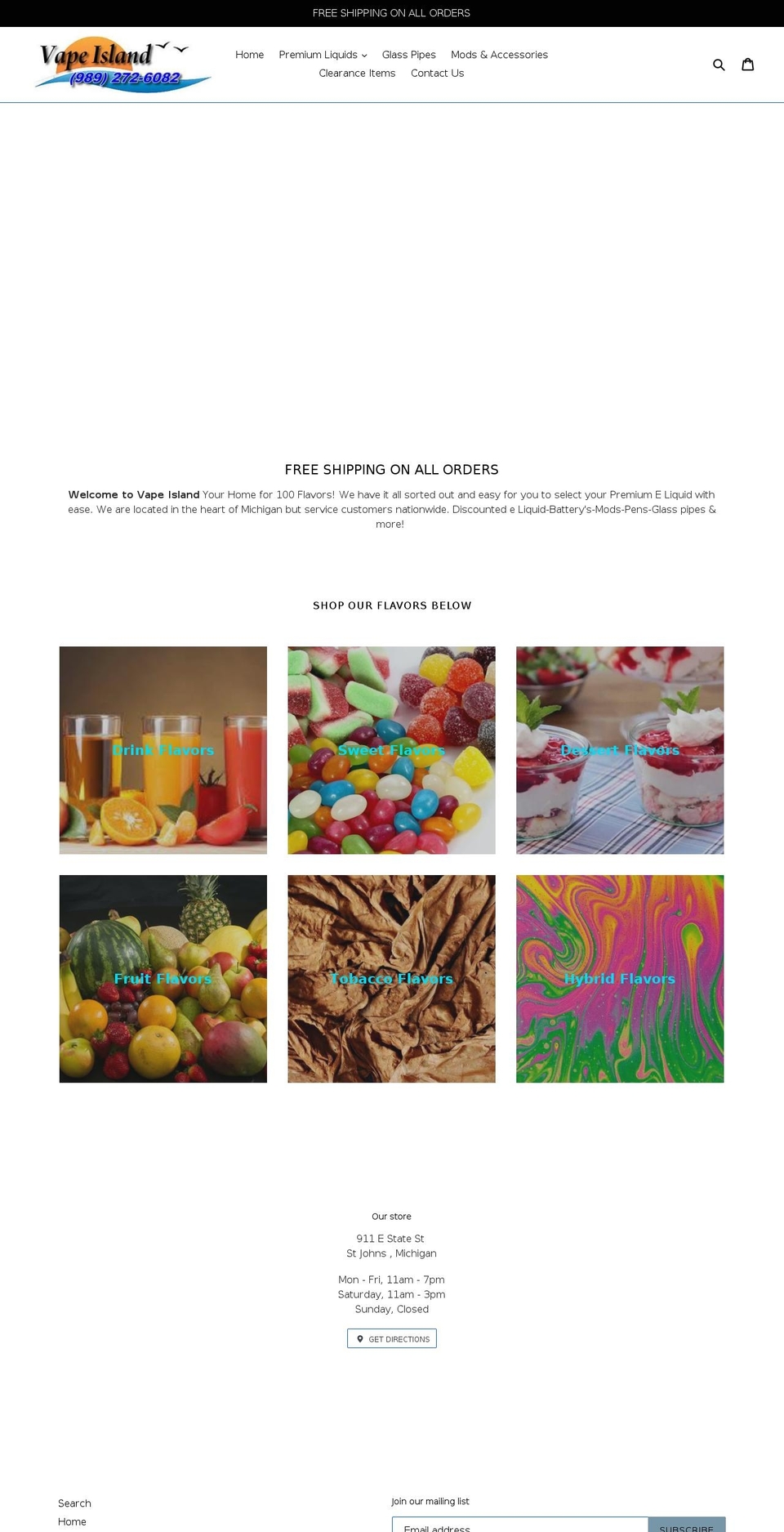 vapeisland.net shopify website screenshot