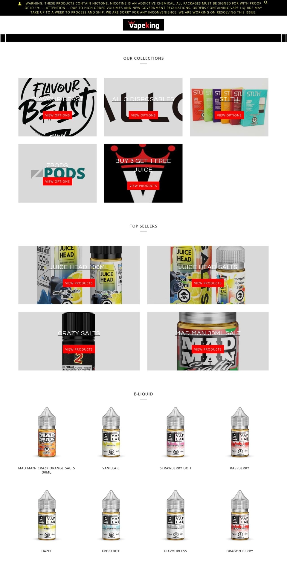 New Website Shopify theme site example vapekingcanada.com