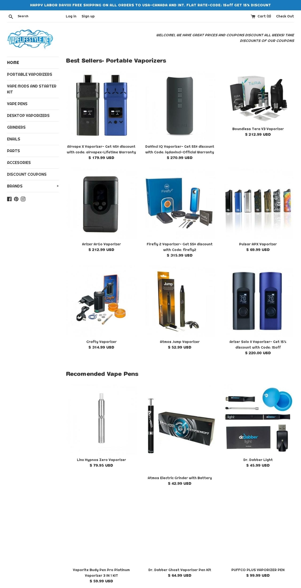 vapelifestyle.net shopify website screenshot
