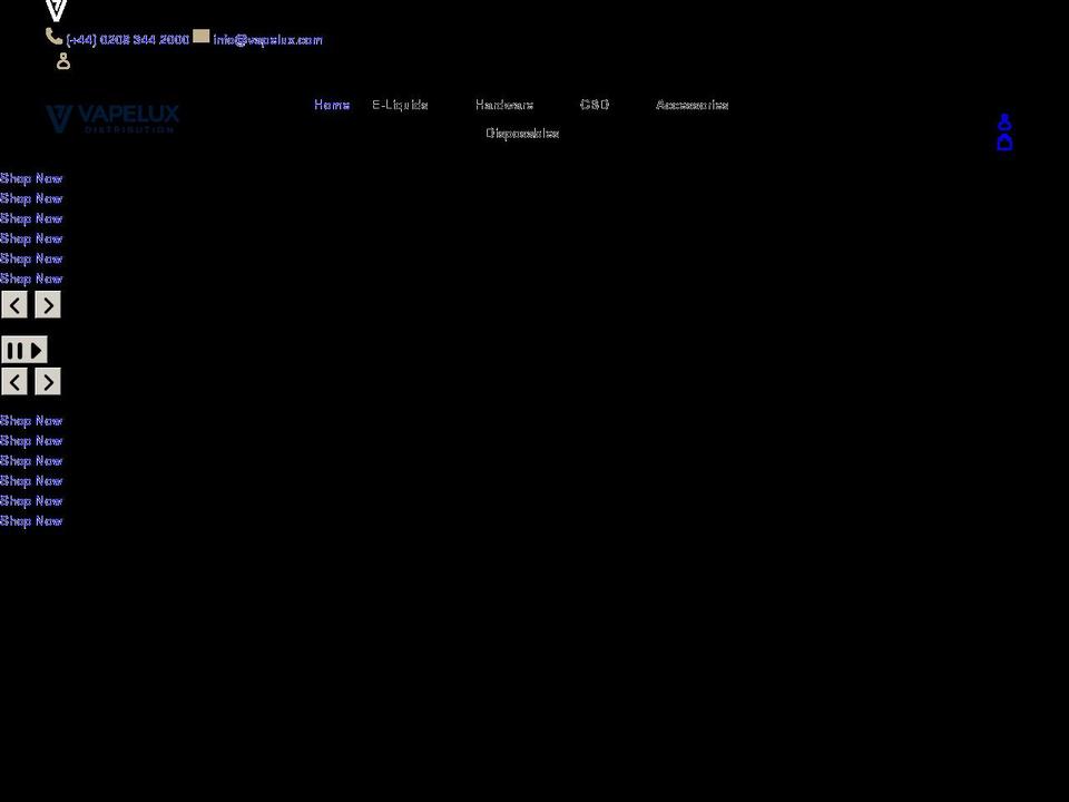 vapeluxdistro.com shopify website screenshot