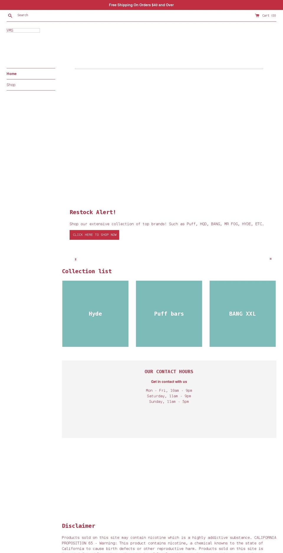 vapemartshop.com shopify website screenshot