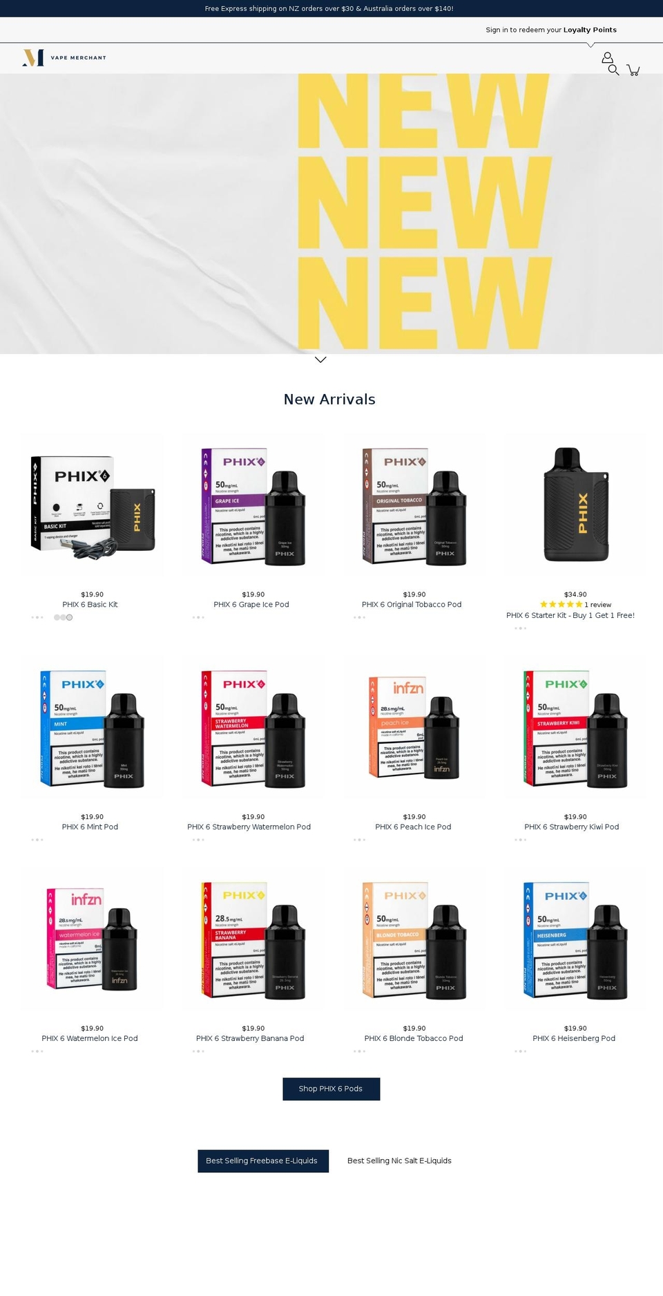 vapemerchant.nz shopify website screenshot