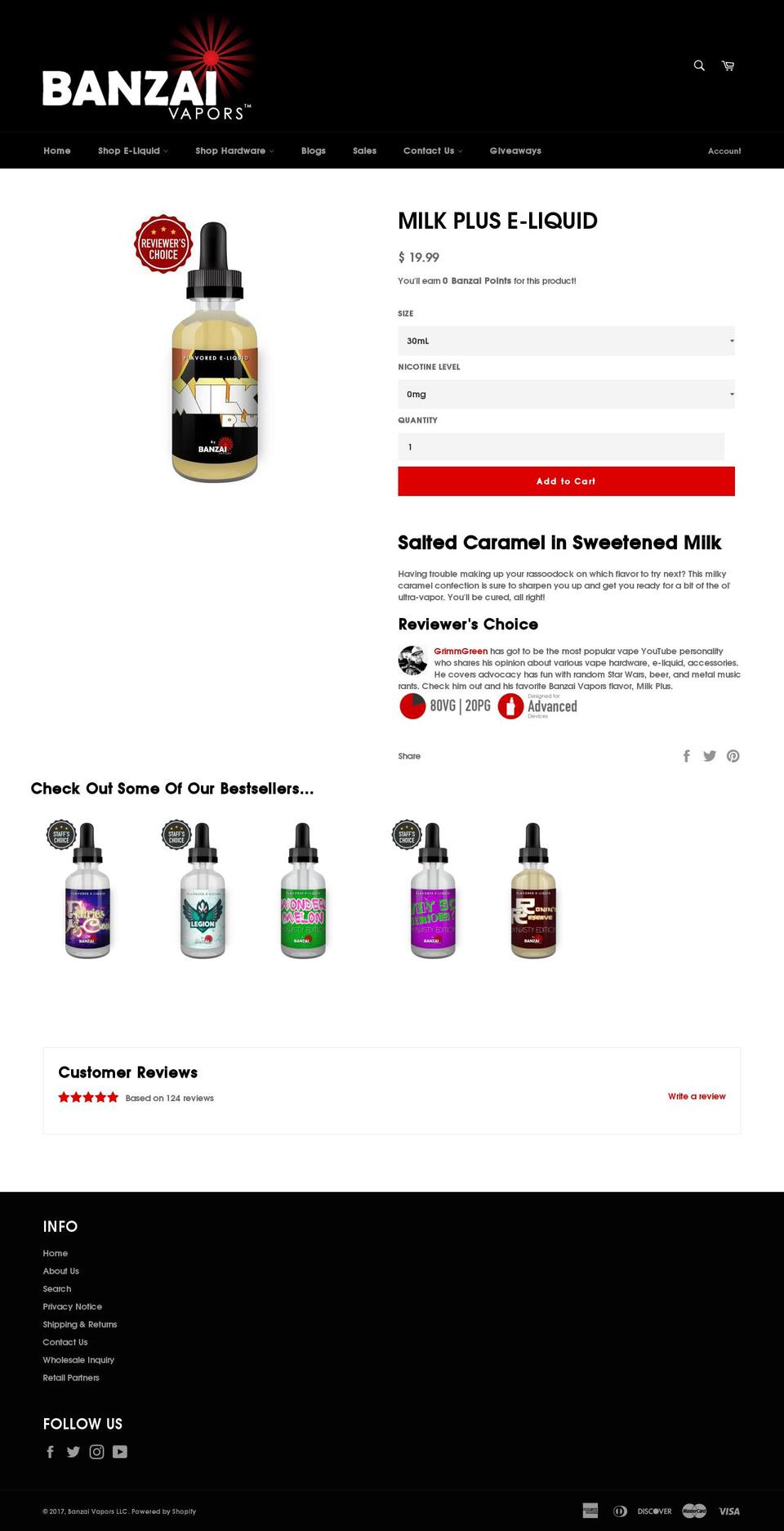 vapemilkplus.com shopify website screenshot