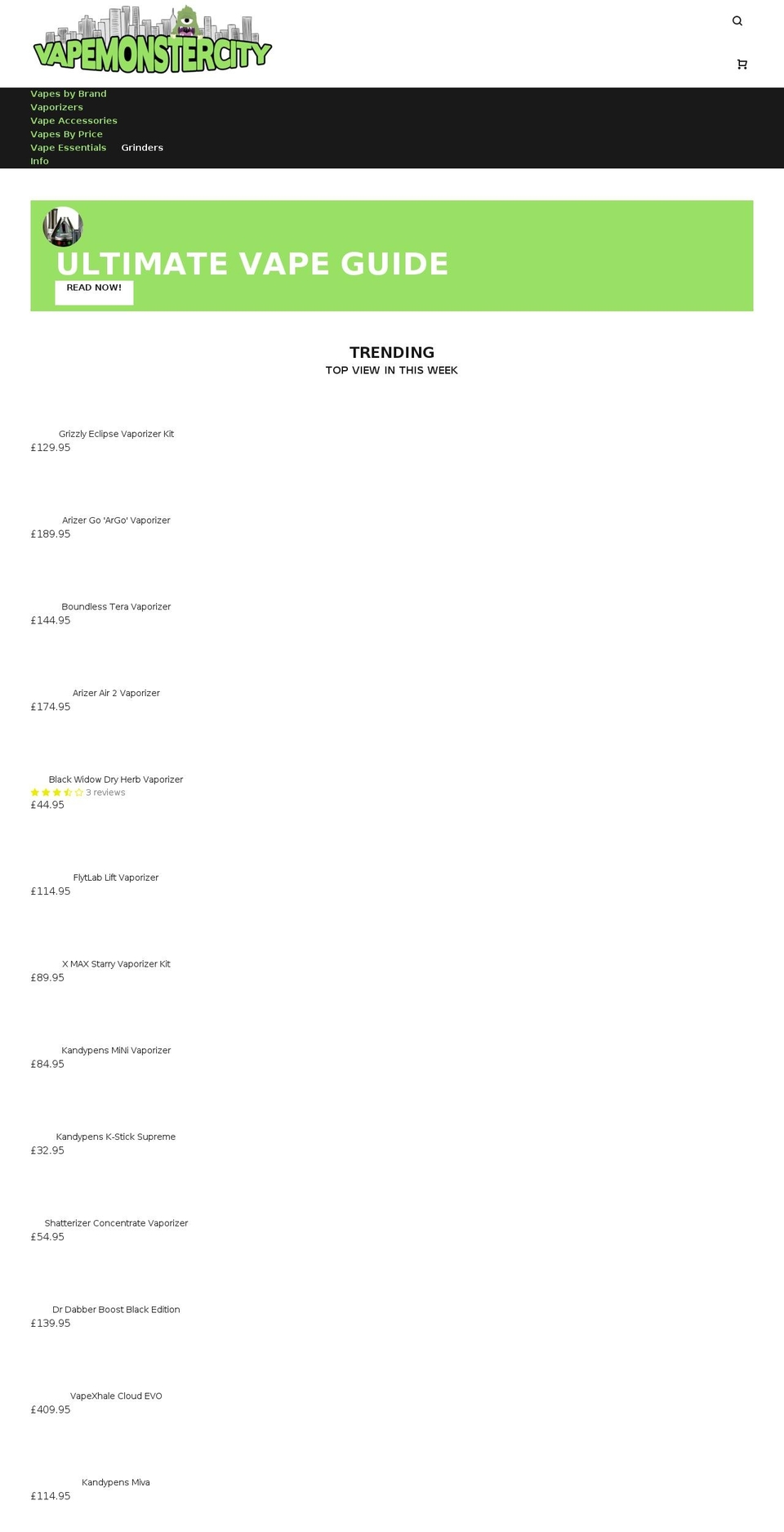 vapemonstercity.com — Shopify storefront screenshot