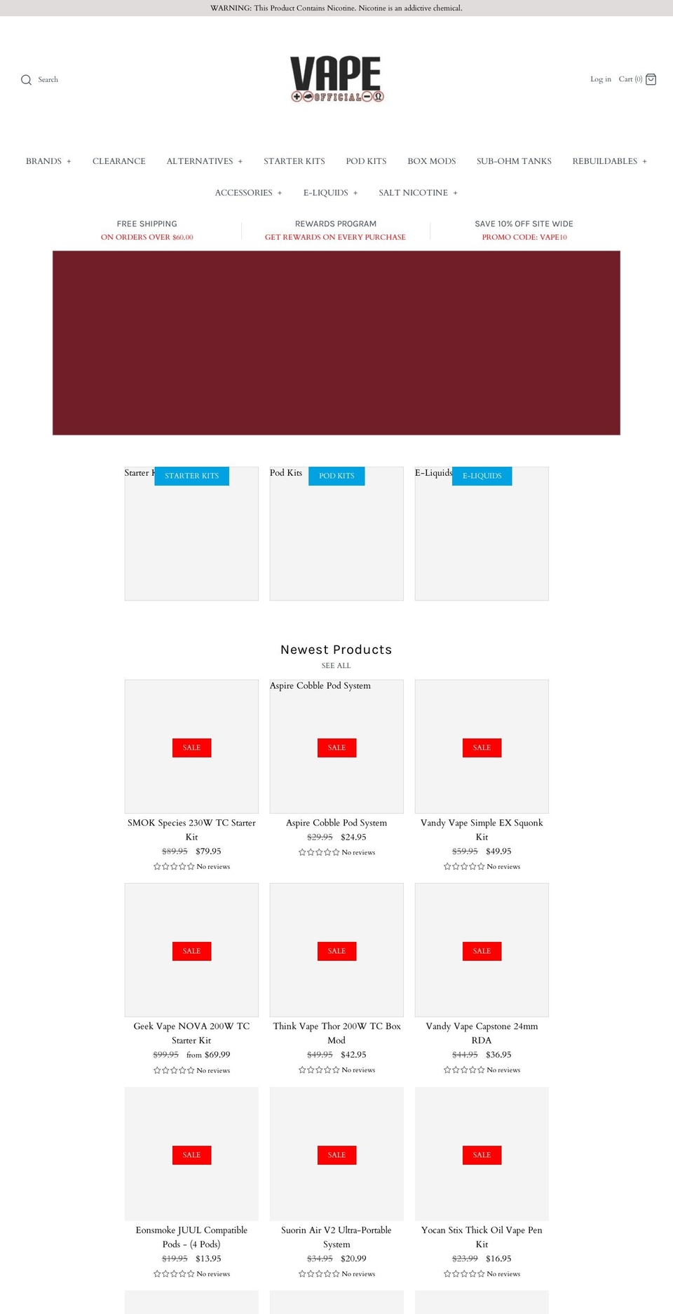 vapeofficial.com shopify website screenshot