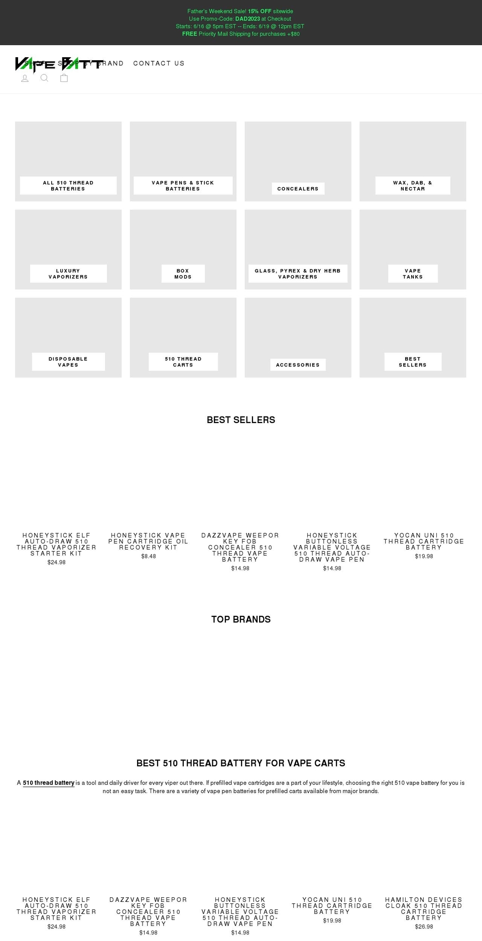 vapepenbatt.com shopify website screenshot